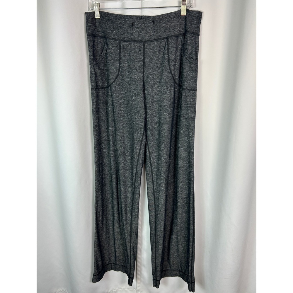 Lululemon Heathered Grey Wide Leg Yoga Pants Drawstring Athleisure Tall Size 8